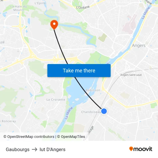 Gaubourgs to Iut D'Angers map