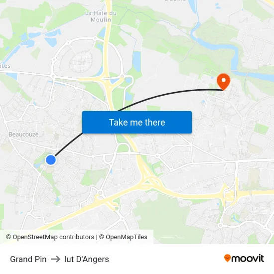 Grand Pin to Iut D'Angers map
