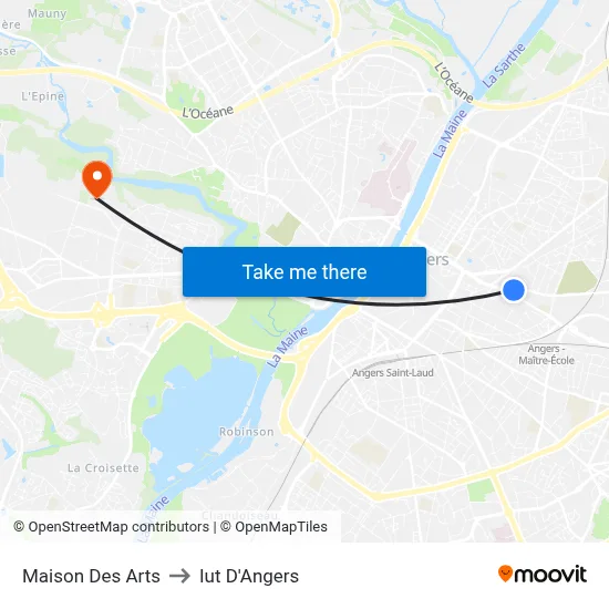 Maison Des Arts to Iut D'Angers map