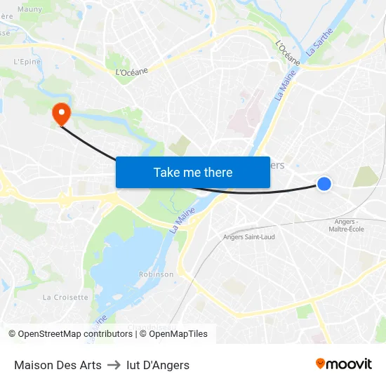 Maison Des Arts to Iut D'Angers map