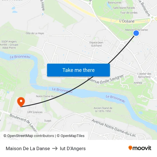Maison De La Danse to Iut D'Angers map