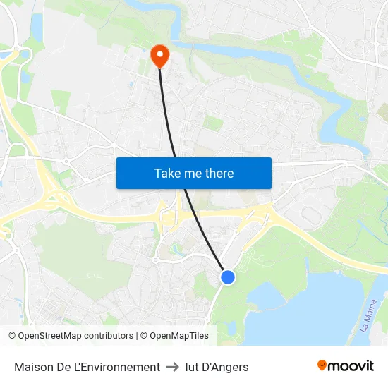 Maison De L'Environnement to Iut D'Angers map