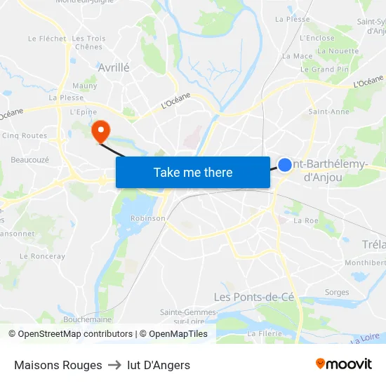 Maisons Rouges to Iut D'Angers map