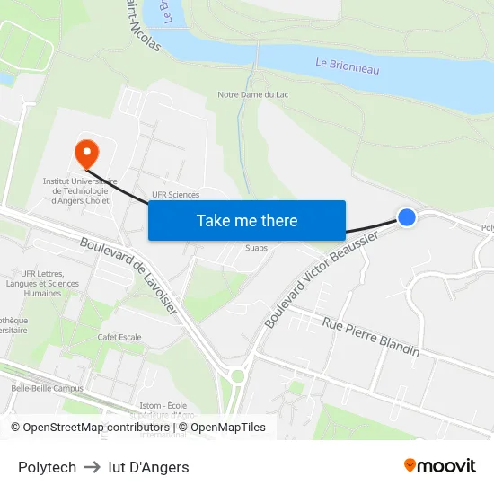 Polytech to Iut D'Angers map