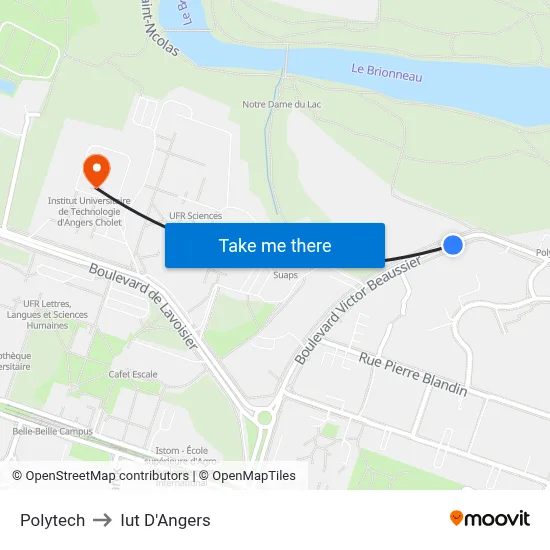 Polytech to Iut D'Angers map