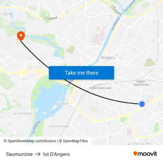 Saumuroise to Iut D'Angers map