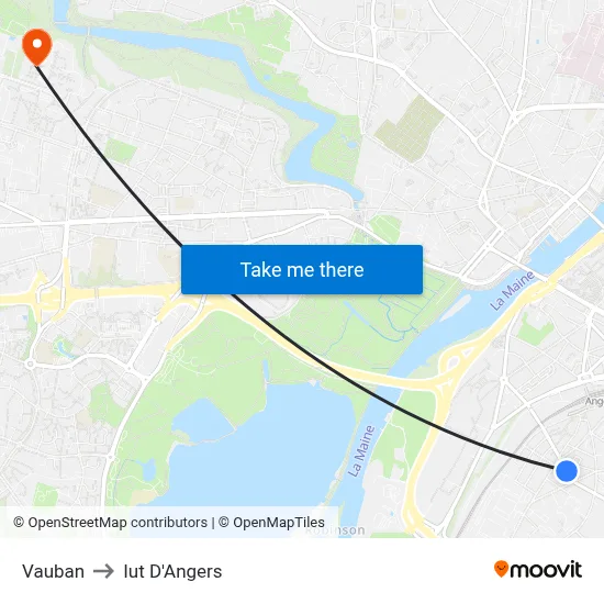 Vauban to Iut D'Angers map