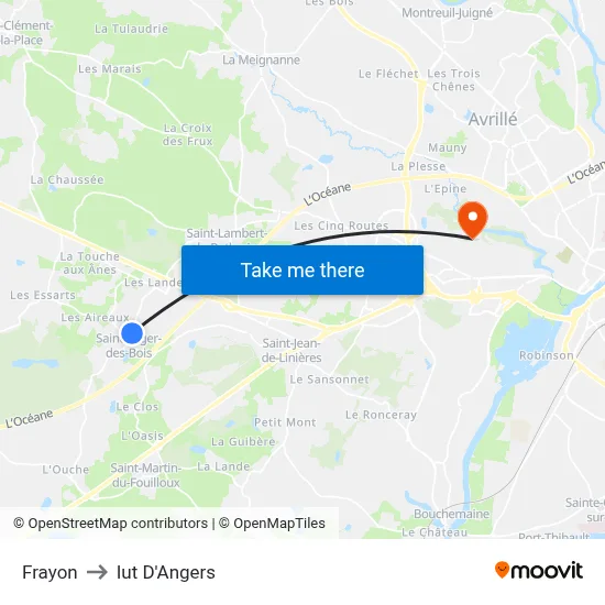 Frayon to Iut D'Angers map