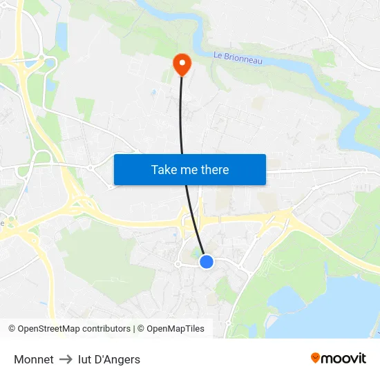 Monnet to Iut D'Angers map