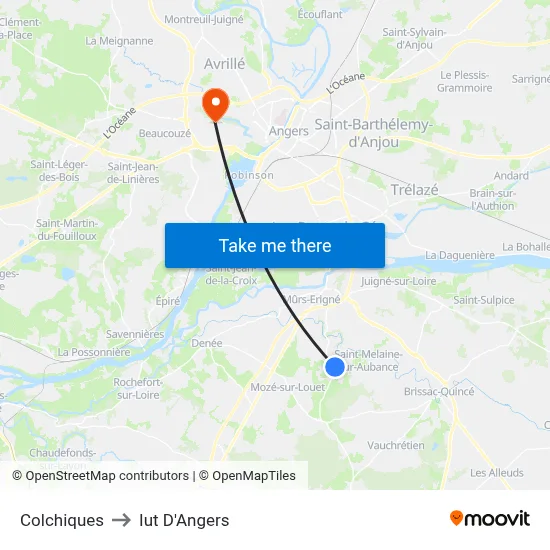 Colchiques to Iut D'Angers map