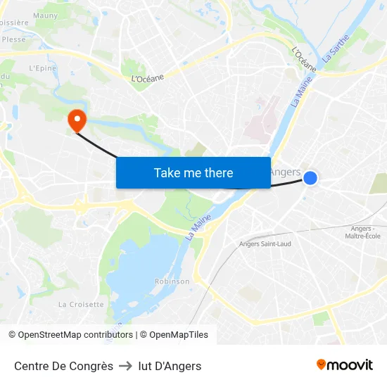 Centre De Congrès to Iut D'Angers map