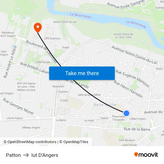 Patton to Iut D'Angers map