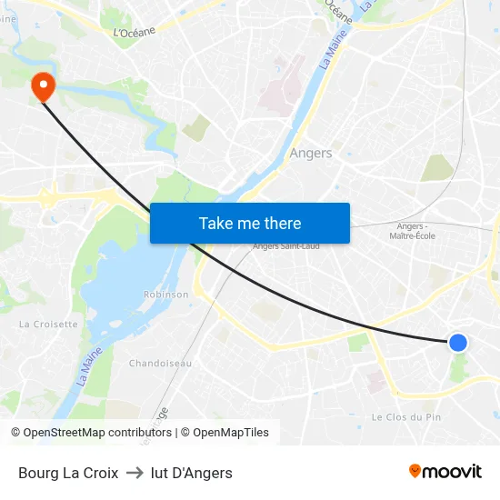 Bourg La Croix to Iut D'Angers map