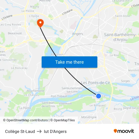 Collège St-Laud to Iut D'Angers map