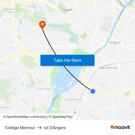 Collège Mermoz to Iut D'Angers map