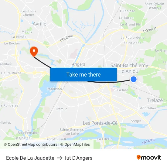 Ecole De La Jaudette to Iut D'Angers map
