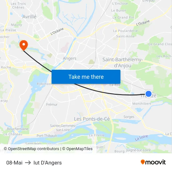 08-Mai to Iut D'Angers map