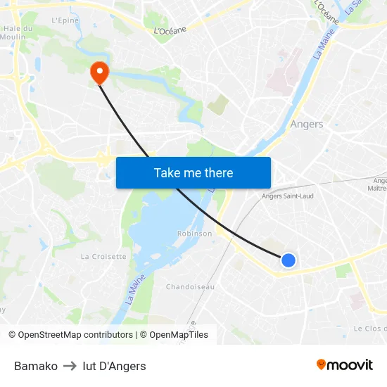 Bamako to Iut D'Angers map