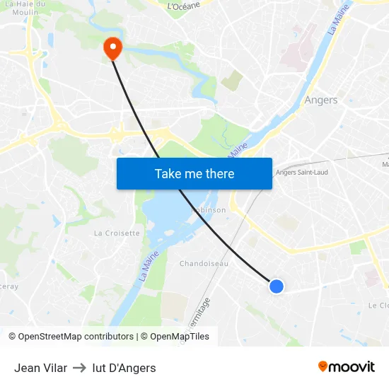 Jean Vilar to Iut D'Angers map