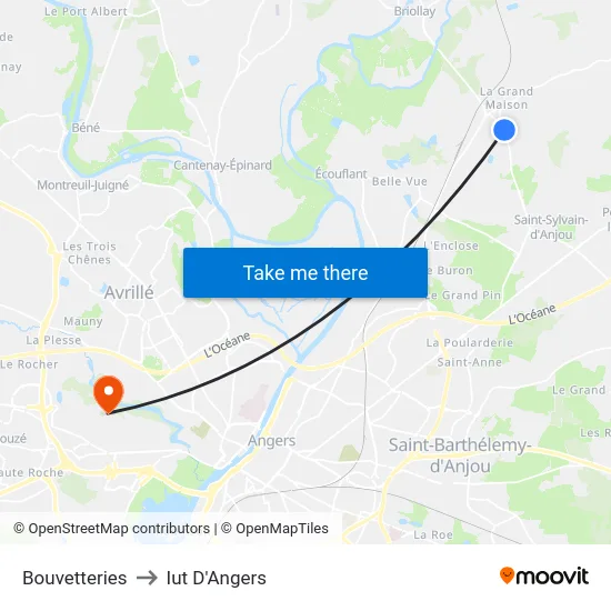 Bouvetteries to Iut D'Angers map