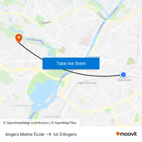 Angers Maître École to Iut D'Angers map