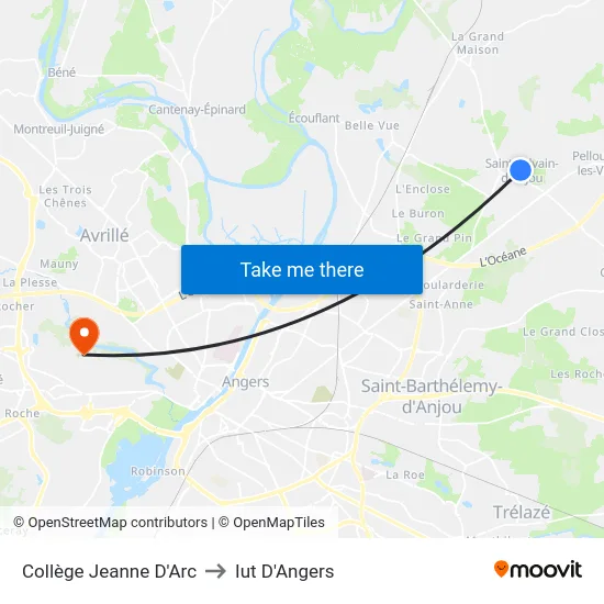 Collège Jeanne D'Arc to Iut D'Angers map