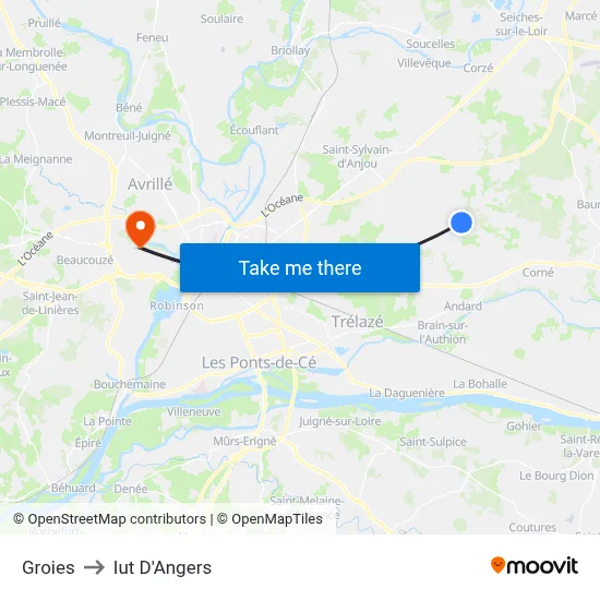 Groies to Iut D'Angers map