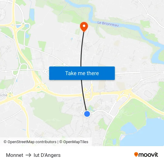 Monnet to Iut D'Angers map