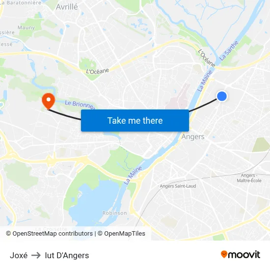 Joxé to Iut D'Angers map