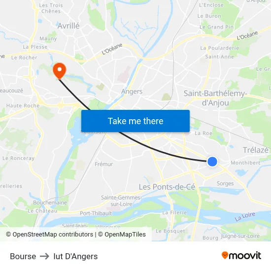 Bourse to Iut D'Angers map