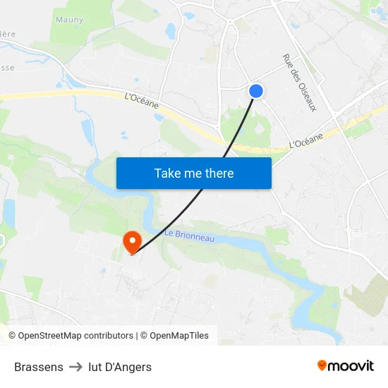 Brassens to Iut D'Angers map