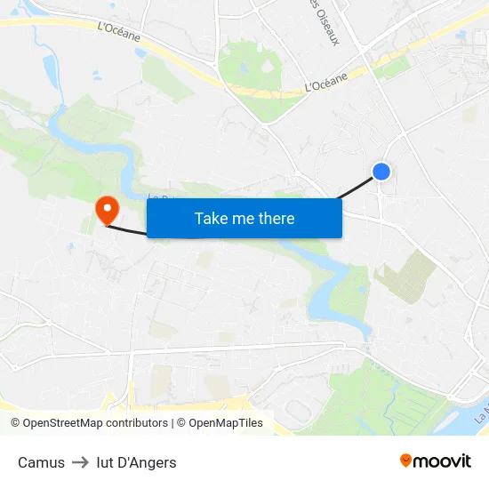 Camus to Iut D'Angers map