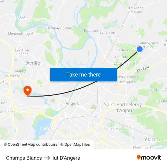 Champs Blancs to Iut D'Angers map