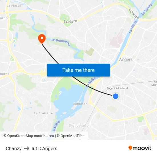 Chanzy to Iut D'Angers map