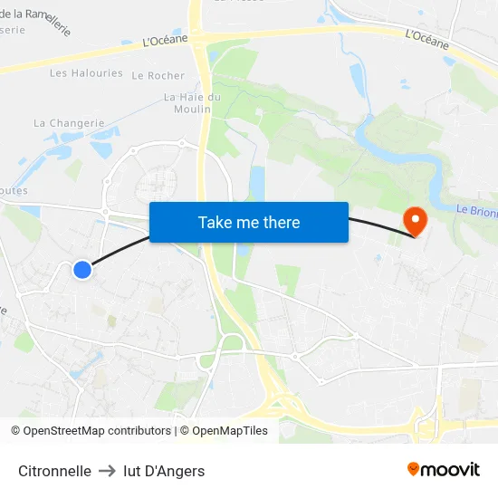 Citronnelle to Iut D'Angers map