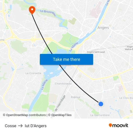 Cosse to Iut D'Angers map