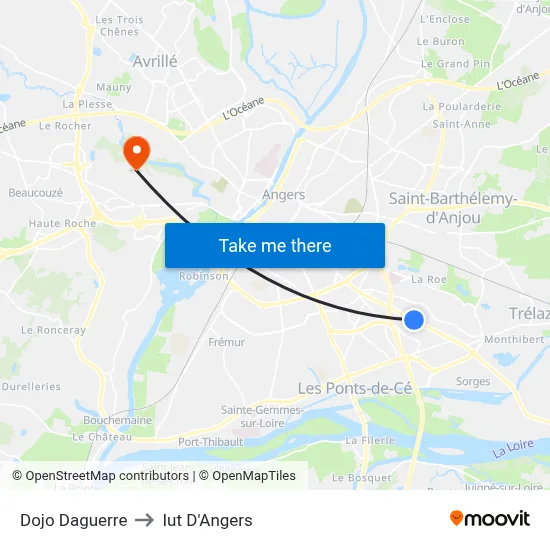 Dojo Daguerre to Iut D'Angers map