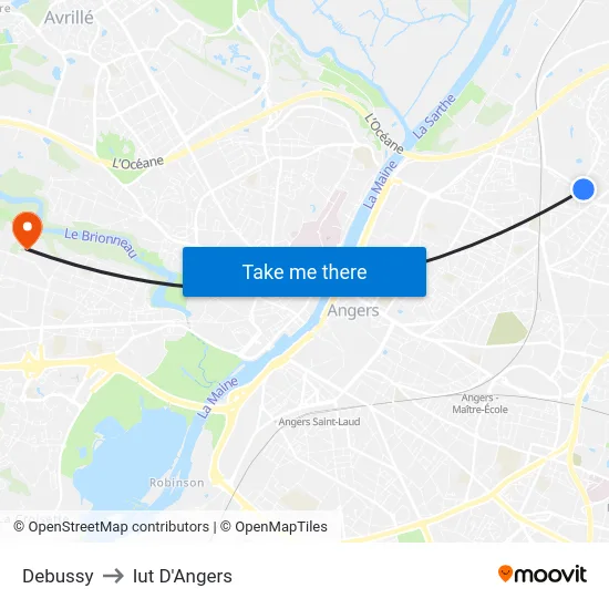 Debussy to Iut D'Angers map