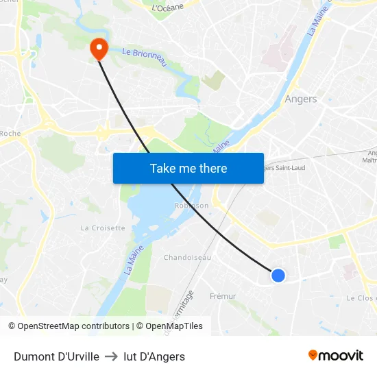 Dumont D'Urville to Iut D'Angers map