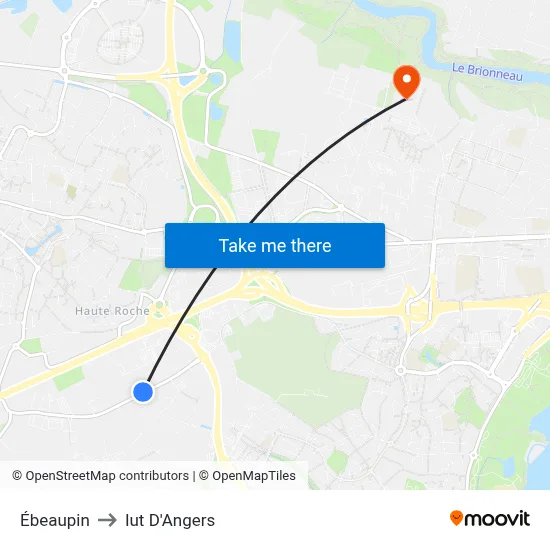 Ébeaupin to Iut D'Angers map