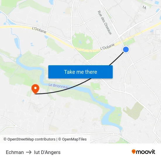 Echman to Iut D'Angers map