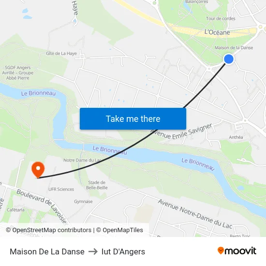 Maison De La Danse to Iut D'Angers map