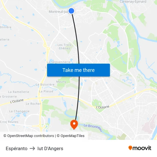 Espéranto to Iut D'Angers map