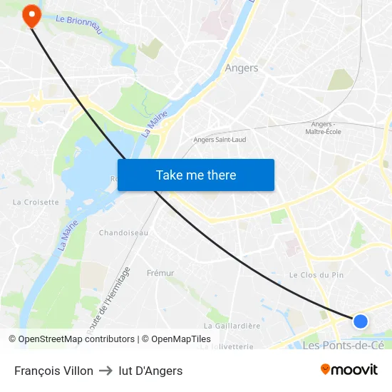 François Villon to Iut D'Angers map