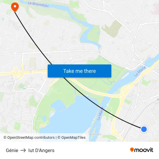 Génie to Iut D'Angers map