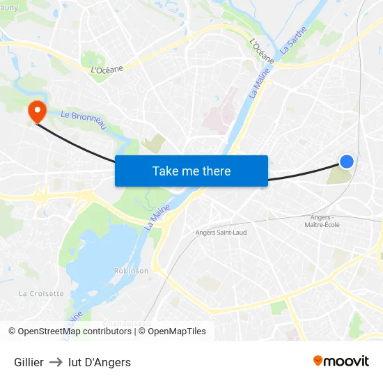 Gillier to Iut D'Angers map