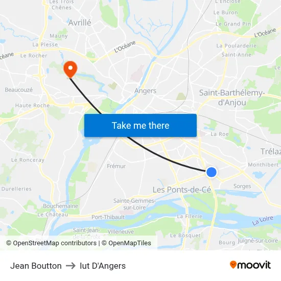 Jean Boutton to Iut D'Angers map