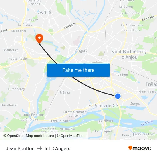 Jean Boutton to Iut D'Angers map