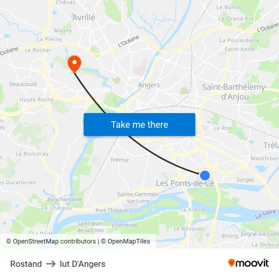 Rostand to Iut D'Angers map