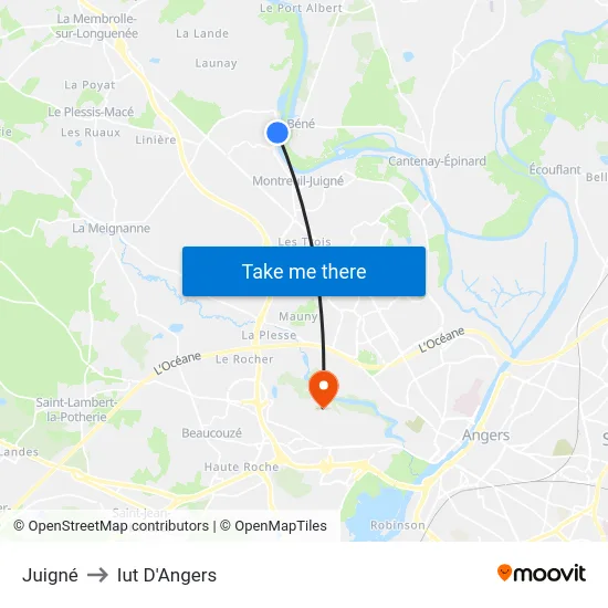 Juigné to Iut D'Angers map